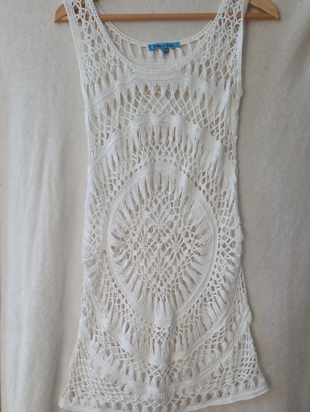 Solitaire Swim Cream Crochet Beach Cover-Up